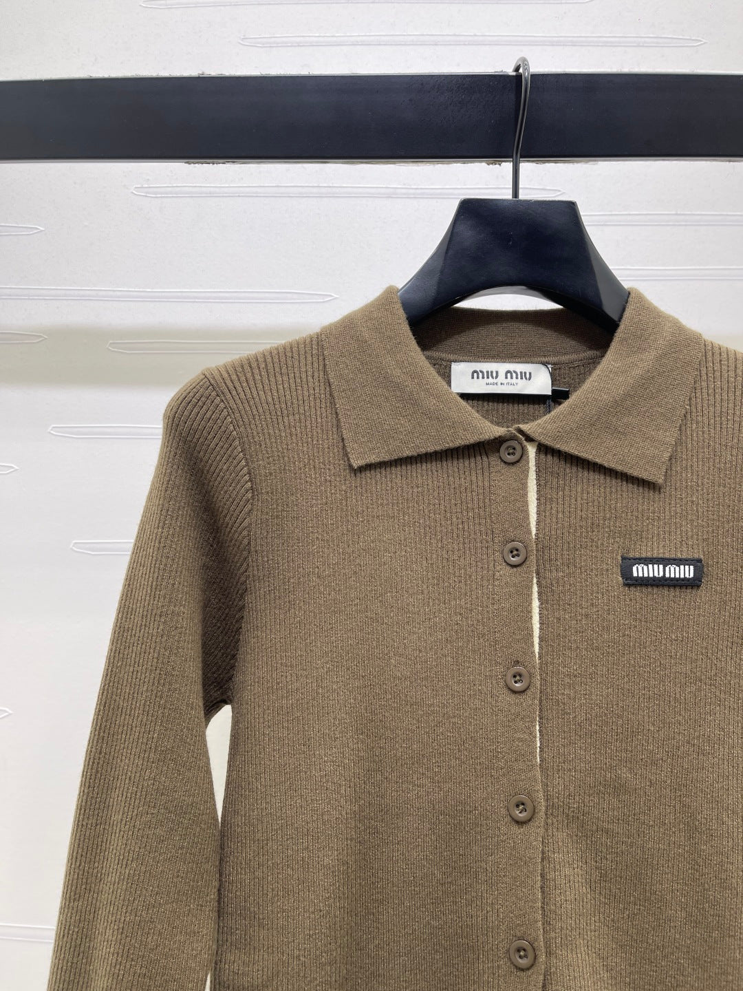 MM 26s Ribbed Cardigan Wool Khaki Knit 439817
