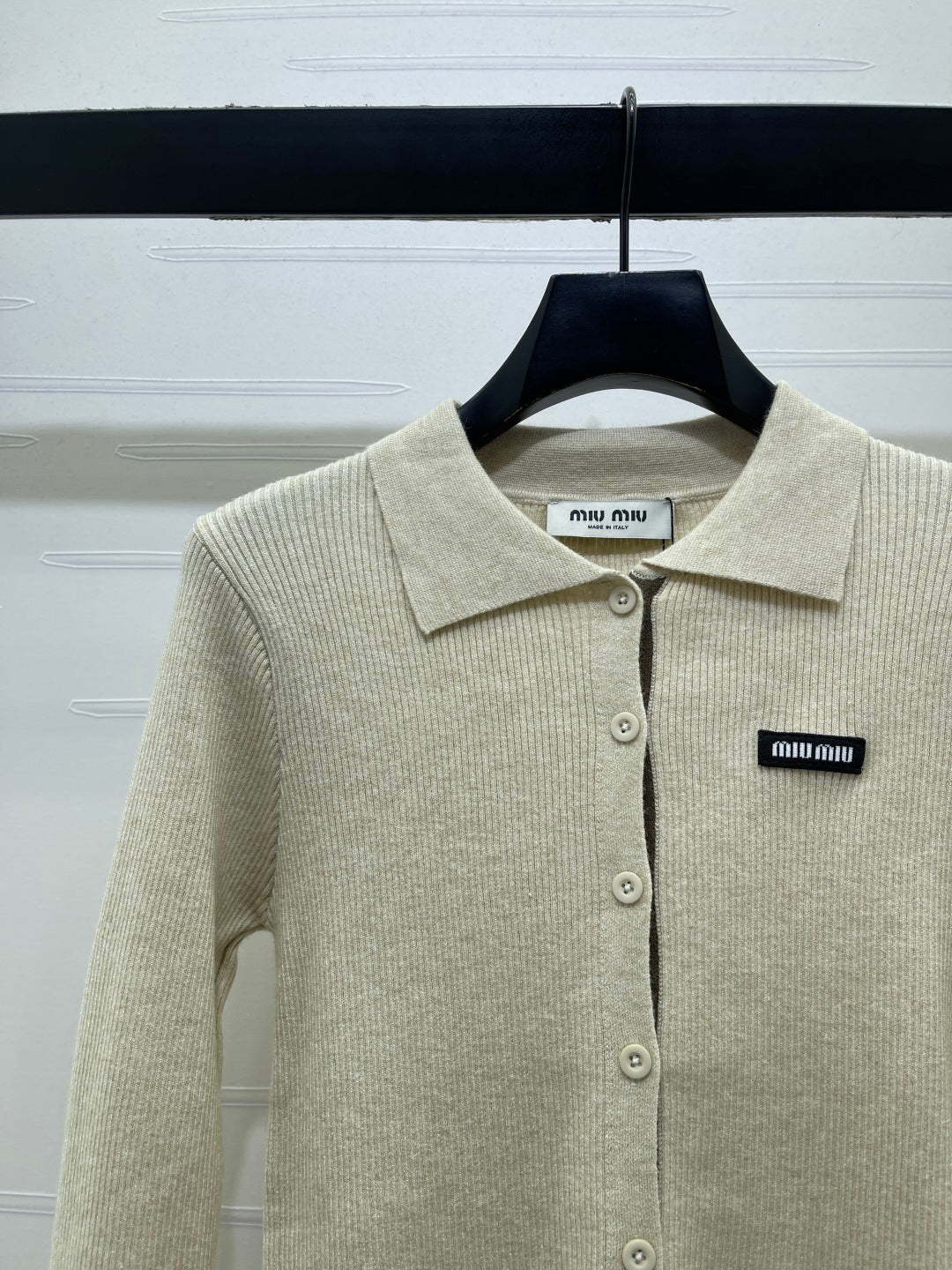 MM 26s Ribbed Cardigan Wool Beige Knit 439816