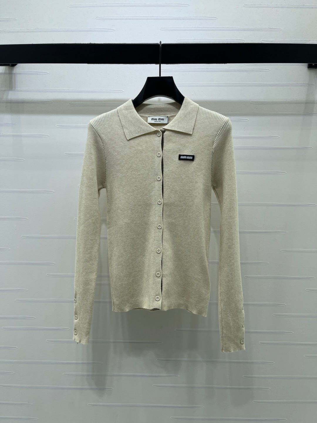 MM 26s Ribbed Cardigan Wool Beige Knit 439816