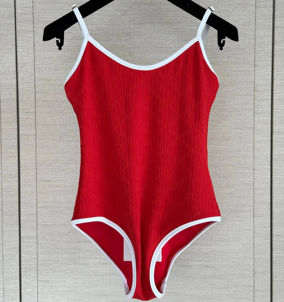 Chanel 2026 Swimsuit Red White Cotton 677485