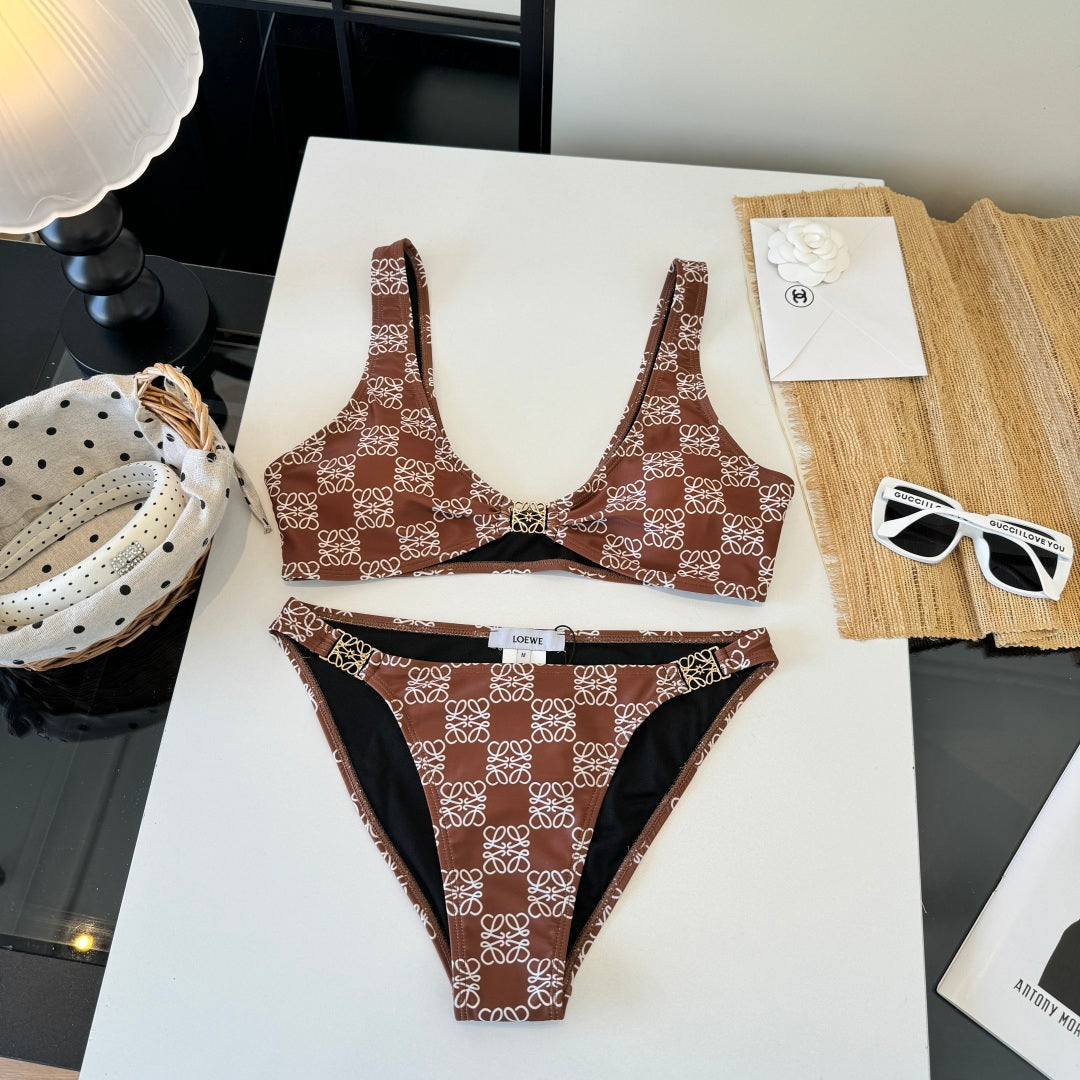 Loewe Two-Piece Bikini Brown White 203031