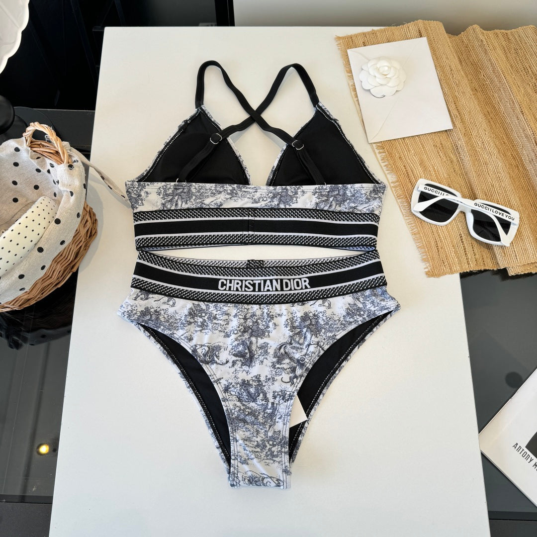 CD Two-Piece Bikini Black White 203032