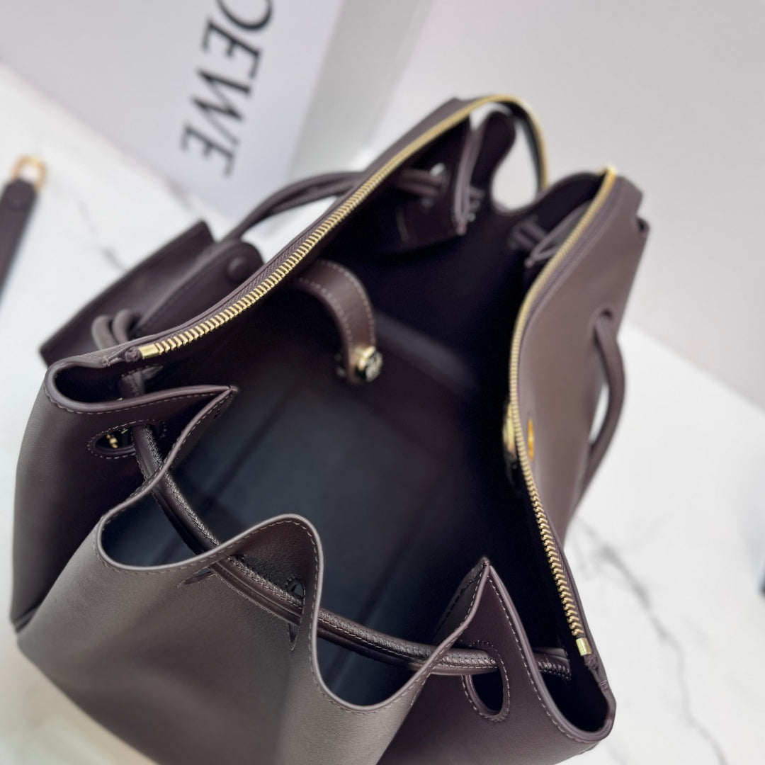 Loewe Madrid Handbag 28.5 Dark Reddish Brown Cowhide