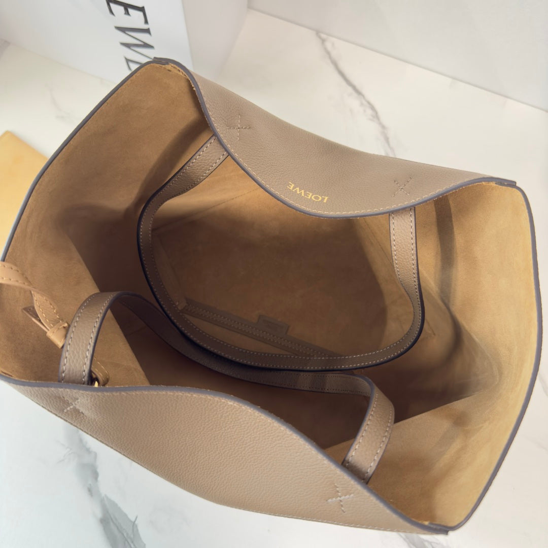 Loewe Medium-Sized Puzzle Fold Handbag Taupe Soft Grain Cowhide