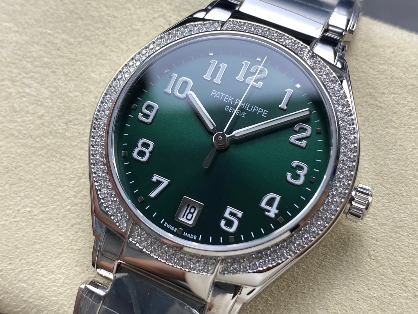 PATEK Twenty-Four 36mm Silver Dark Green Diamond