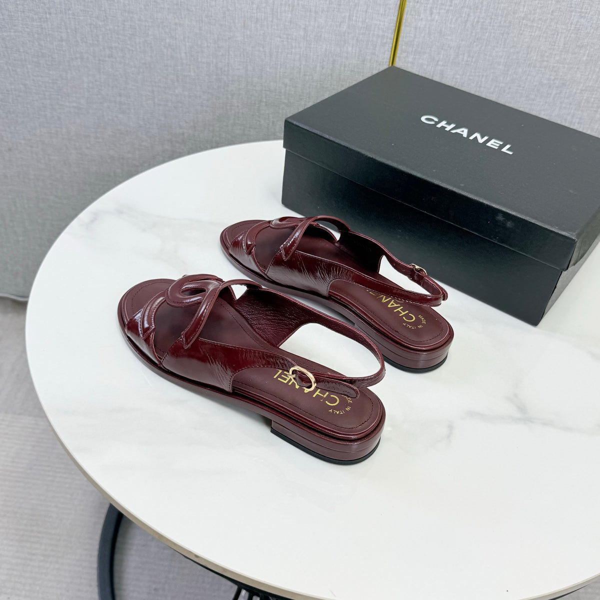 CC 26s Interlocking CC Slingback Sandals Burgundy Leather 167670