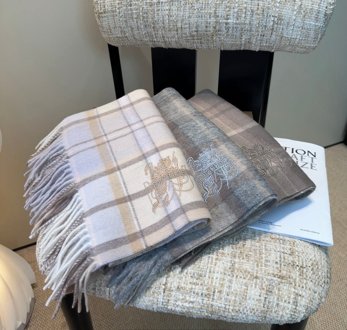 BRR Check Scarf 30*180cm Grey Cashmere 207638