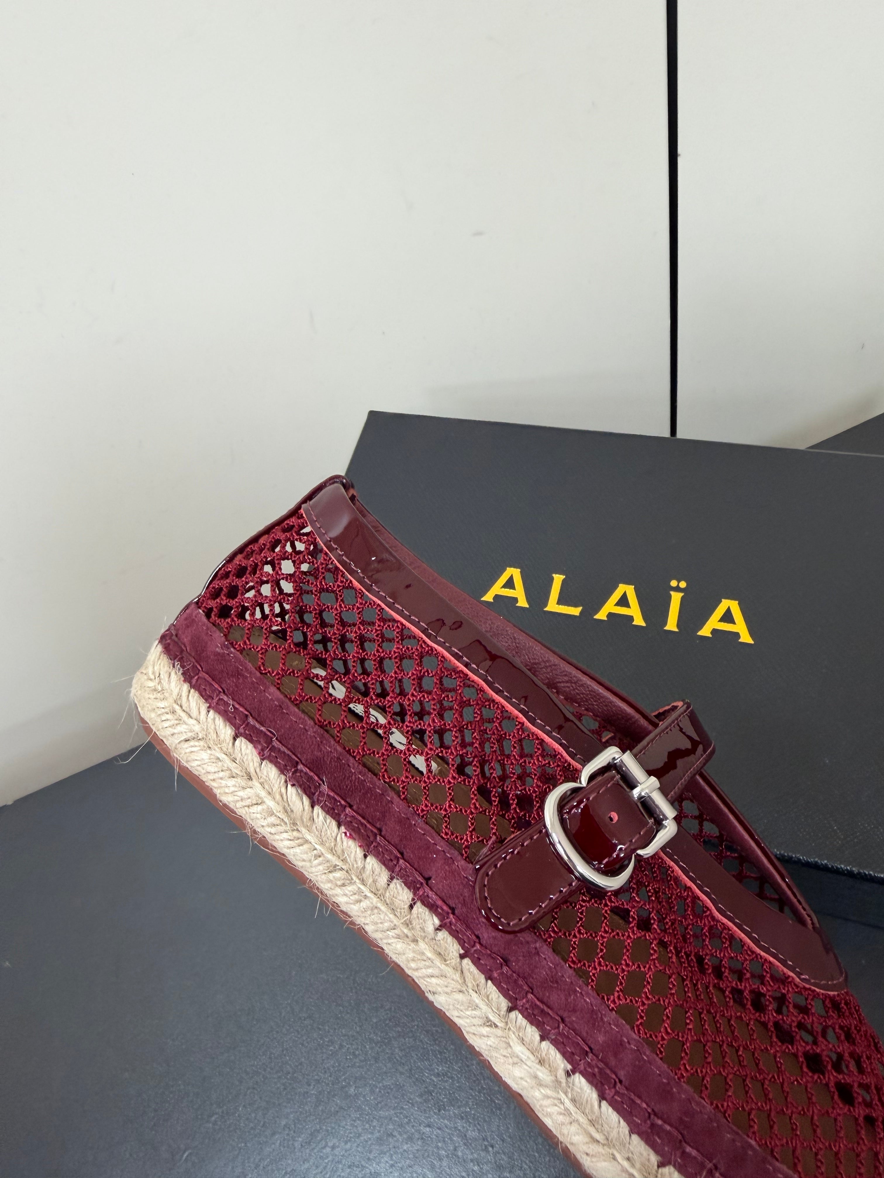 Alaia 26s Espadrilles Burgundy Patent Leather Mesh  984732