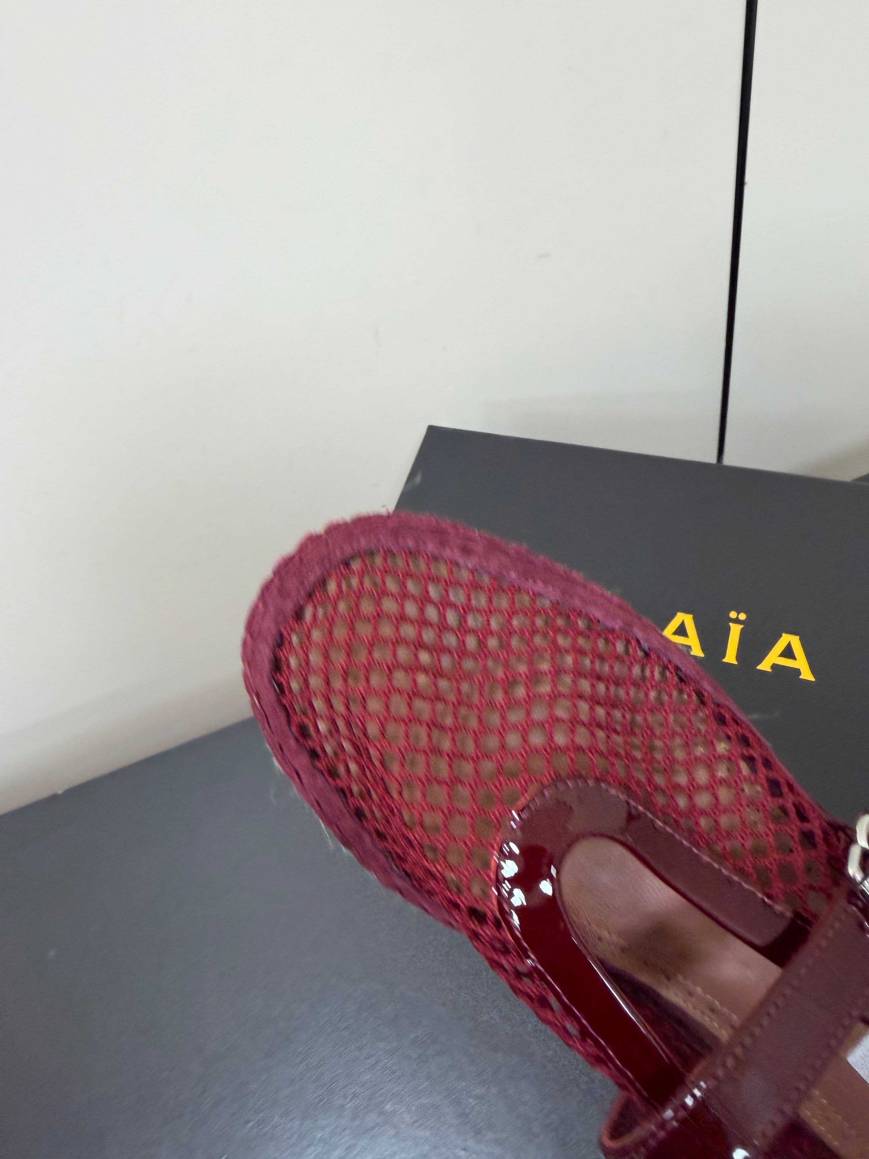 Alaia 26s Espadrilles Burgundy Patent Leather Mesh  984732