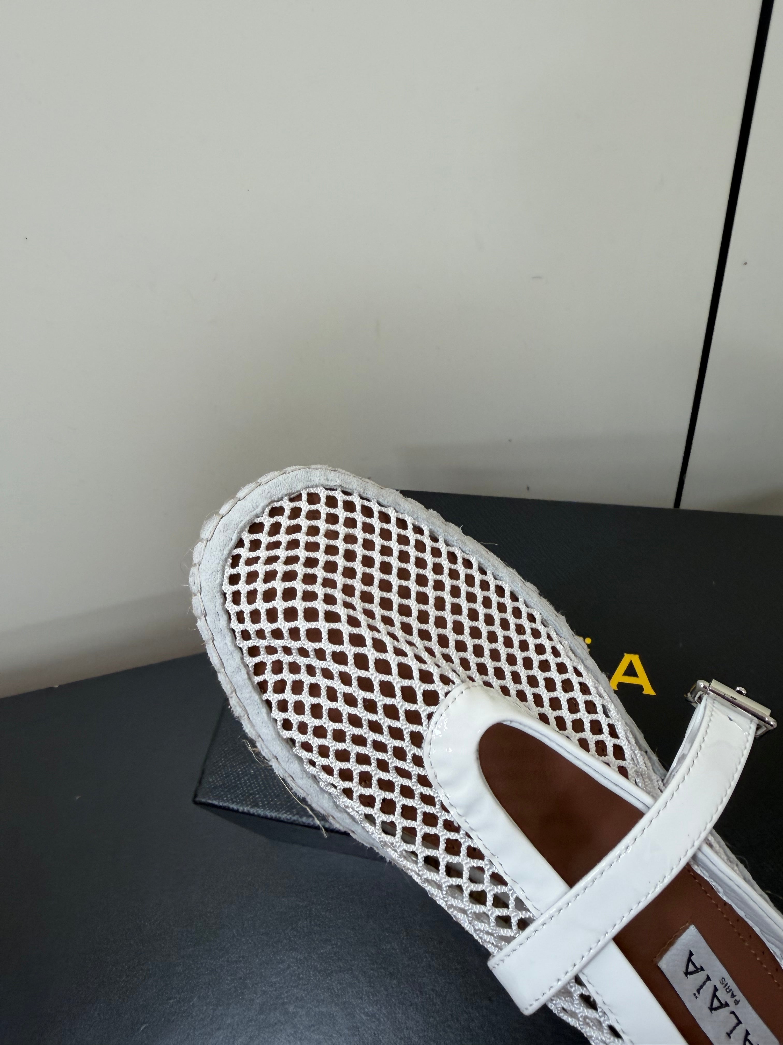 Alaia 26s Espadrilles White Patent Leather Mesh  984736