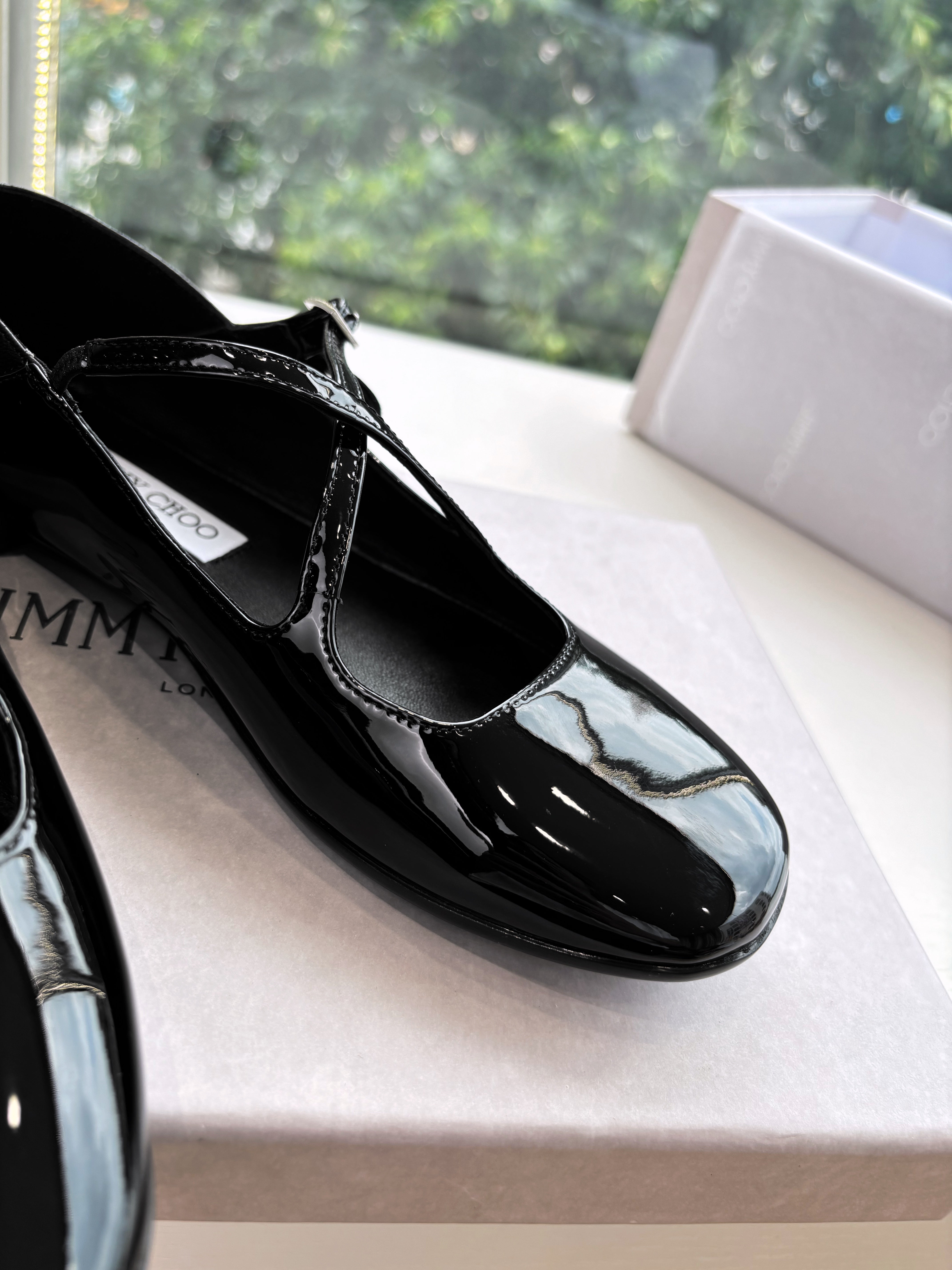 Jimmy Eleri Ballerina Shoes Black Patent Leather 430574