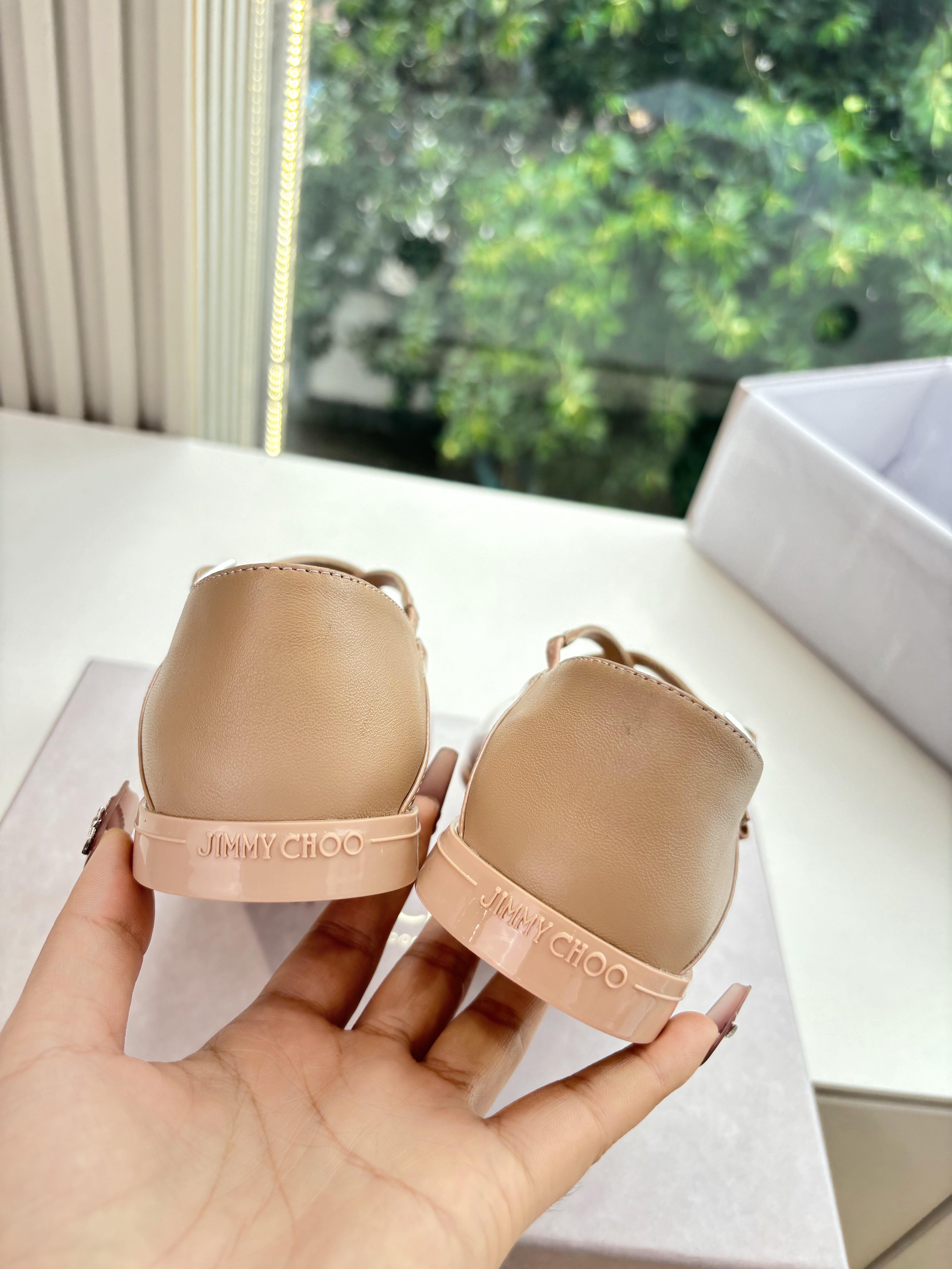 Jimmy Eleri Ballerina Shoes Beige Patent Leather 430573