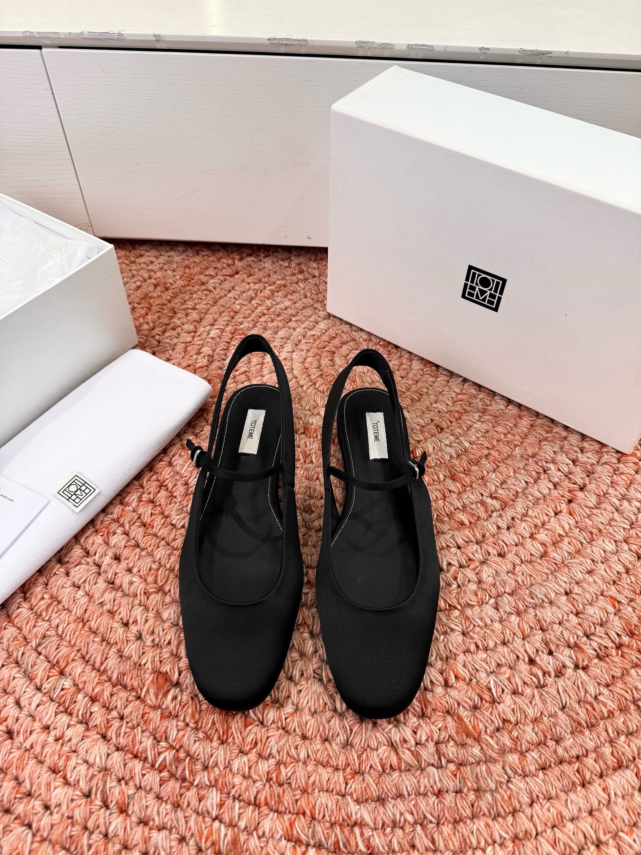 Toteme Mary Jane Slingback Flat Black Suede 760429