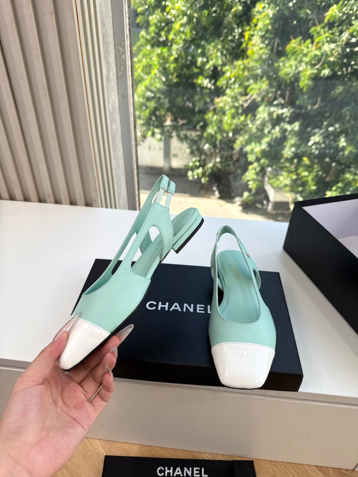 CC 26s Cap Toe Slingback Flats Mint Green Leather 168791