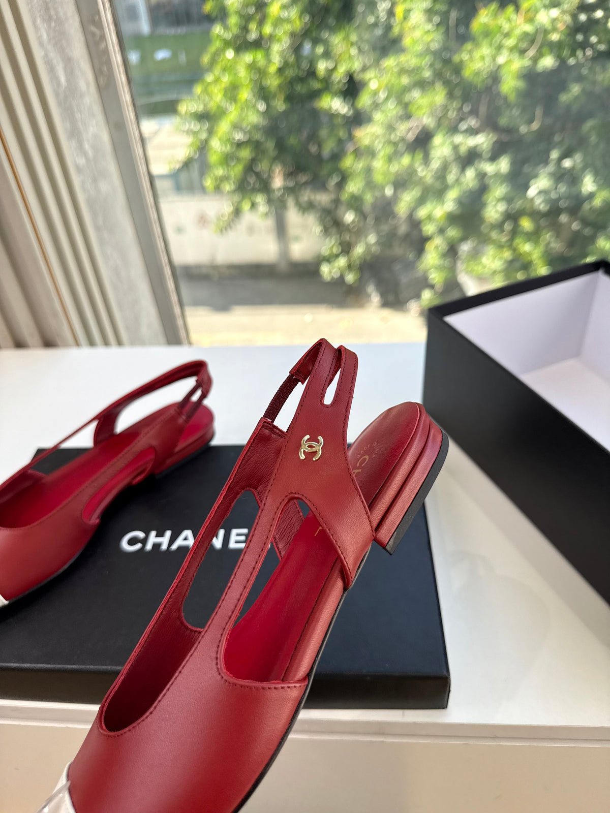 CC 26s Cap Toe Slingback Flats Red Leather 168792