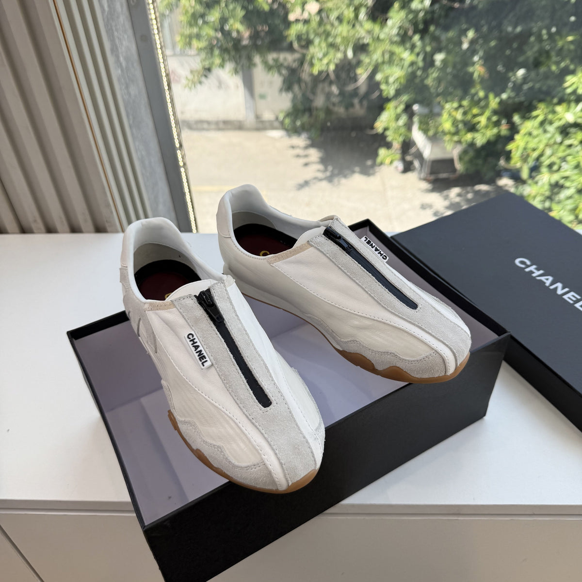 CC 26s Zip Up Sneakers White Fabric 168793