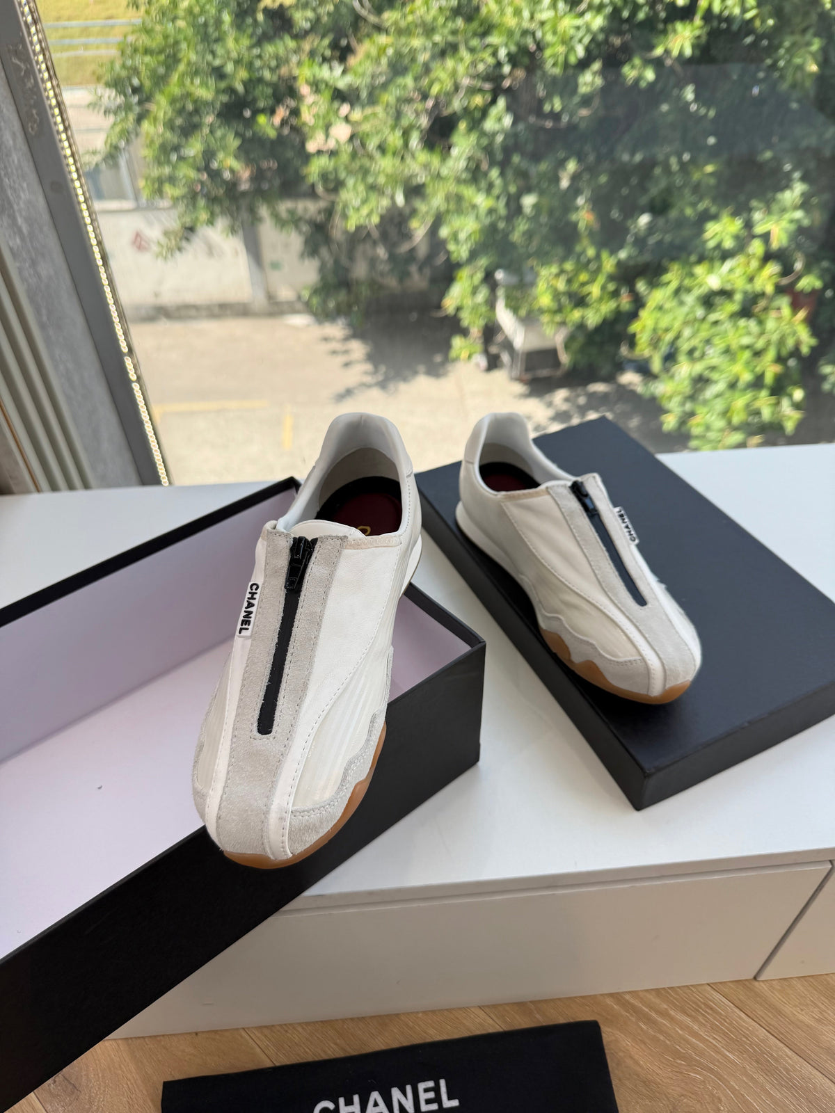 CC 26s Zip Up Sneakers White Fabric 168793