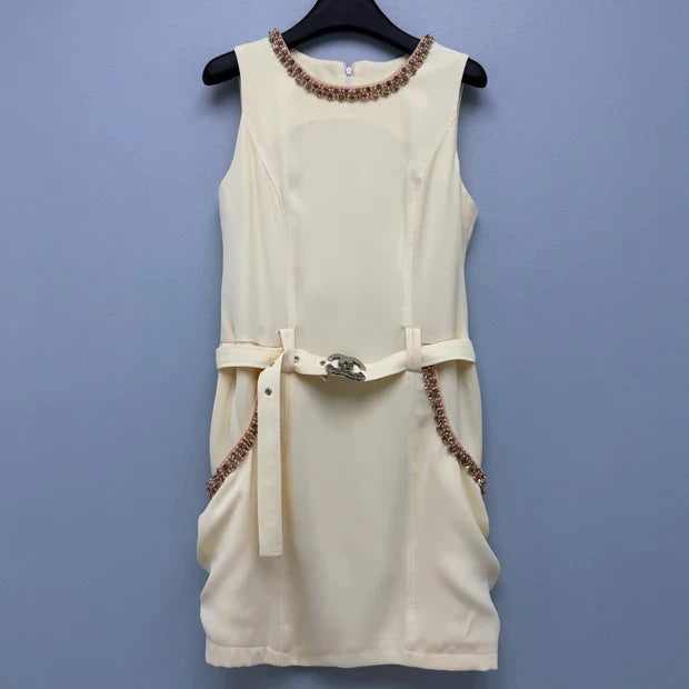 Chanel 2026 Sleeveless Dress Cream Brown Cotton 400298