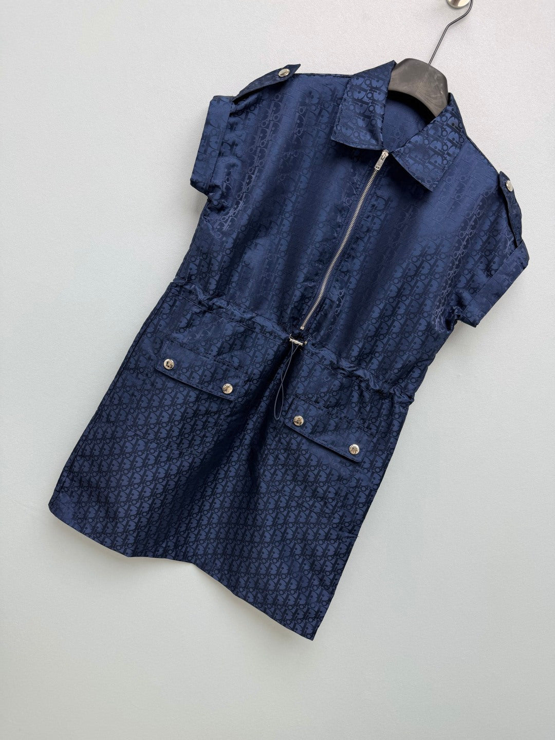 CD 26s Jacquard Fitted Dress Dark Blue Polyester 411640