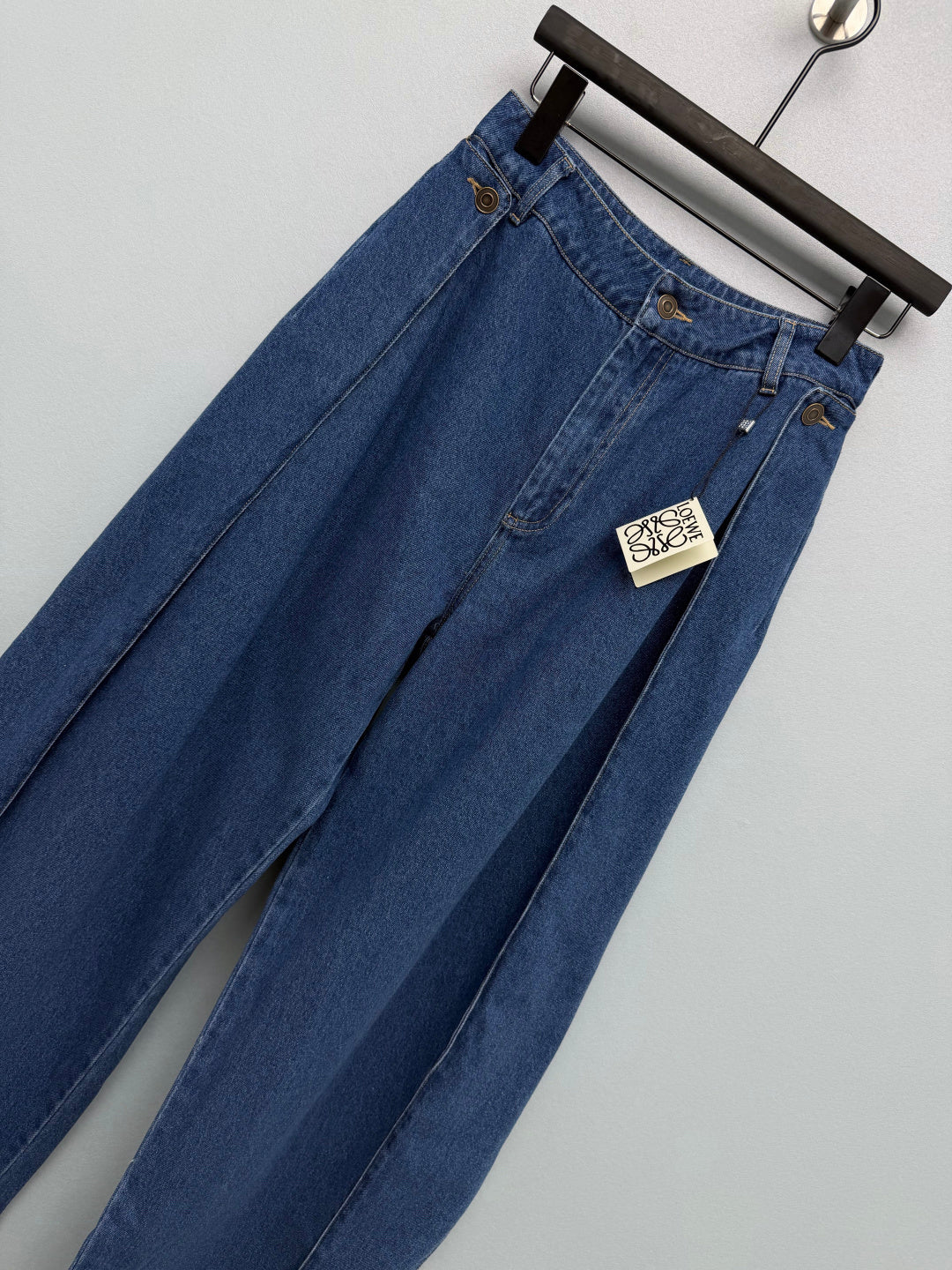Loewe 26s Pleated Wide-Leg Jeans Blue Cotton 411630