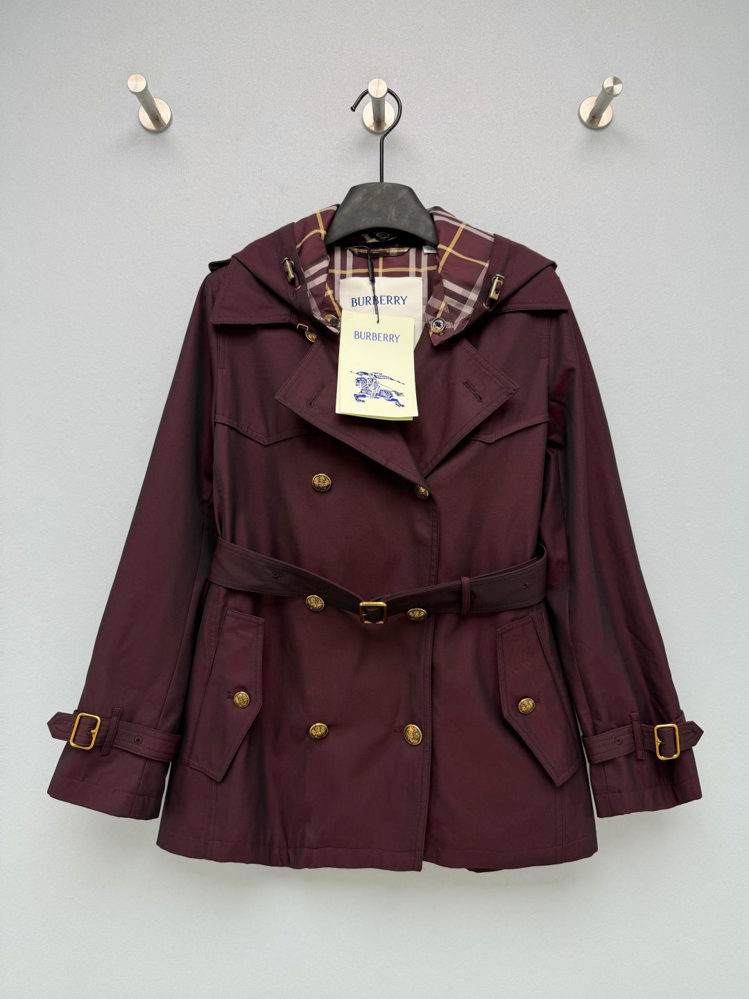 BRR Short Tropical Gabardine Foxfield Trench Coat Vineyard Red Cotton Polyester