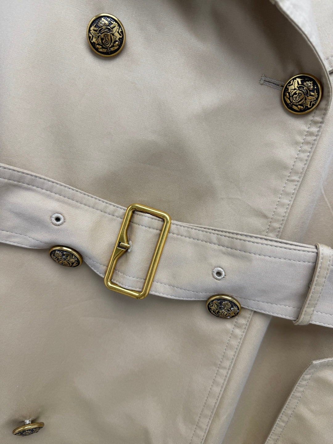 BRR Short Tropical Gabardine Foxfield Trench Coat Beige Cotton Polyester