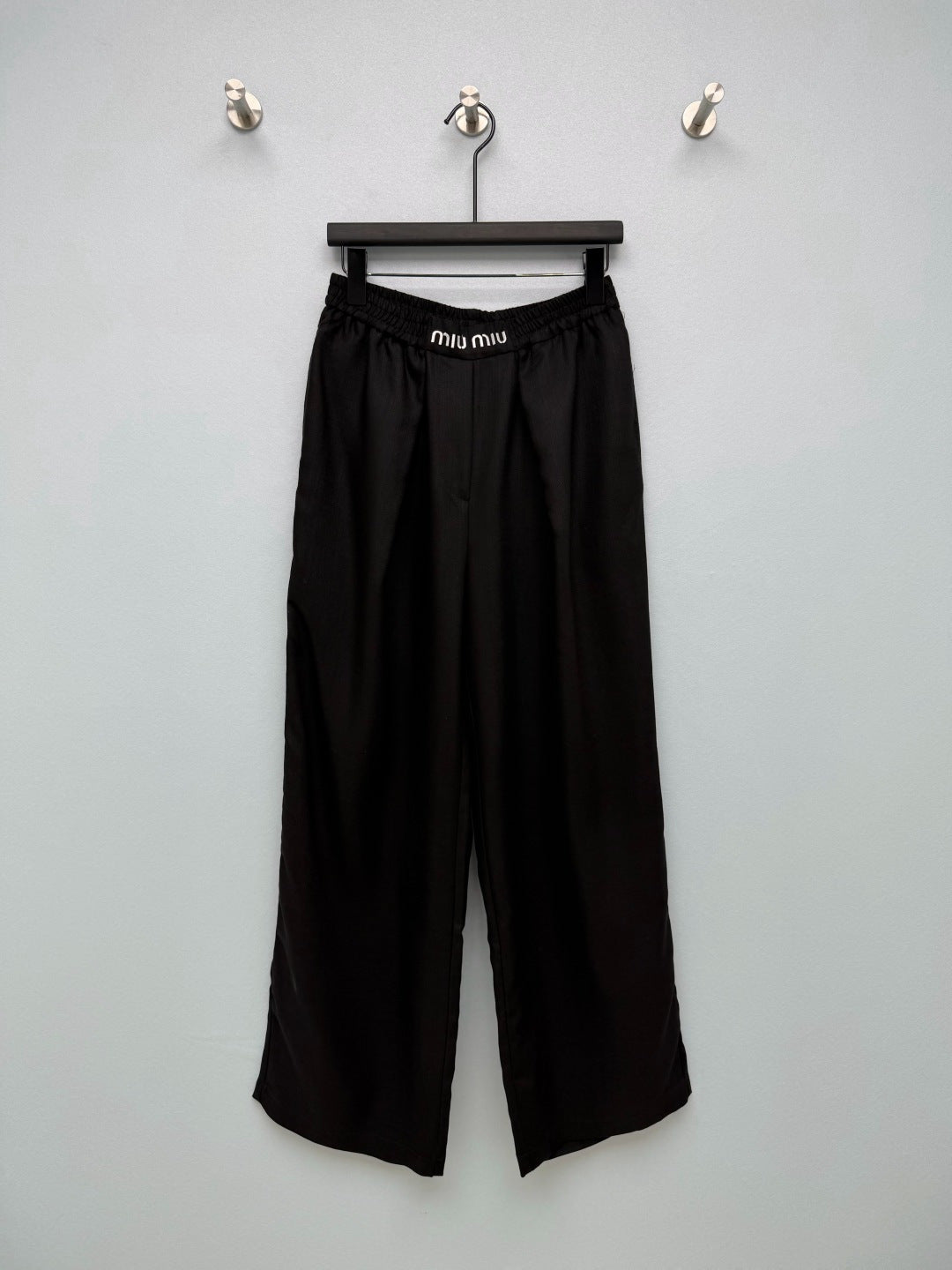 Miu 26s Wide-Leg Pants Black Polyester 421433