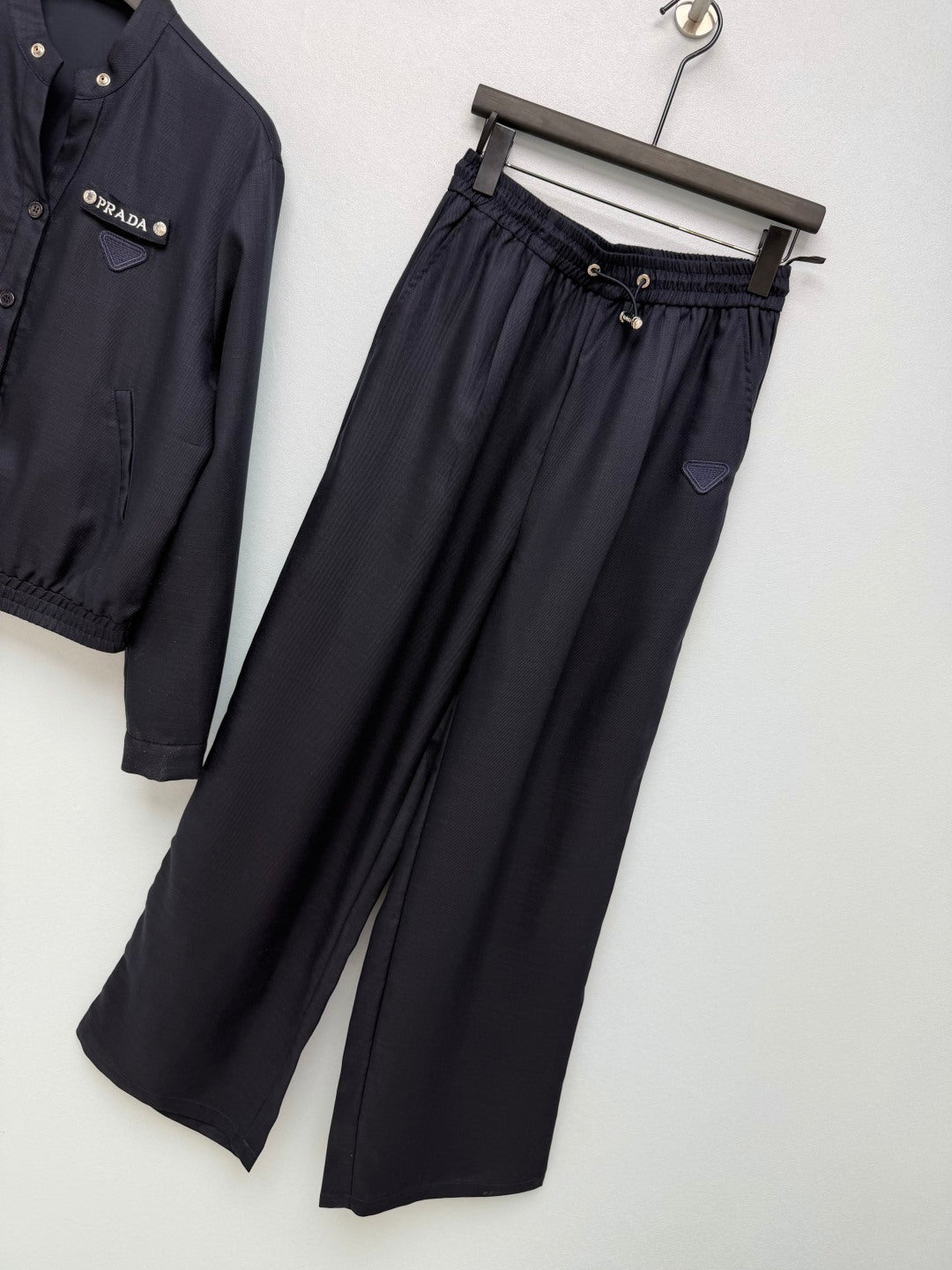 Prada 26s Set Blouson Jacket & Long Pant Black Polyester 421427