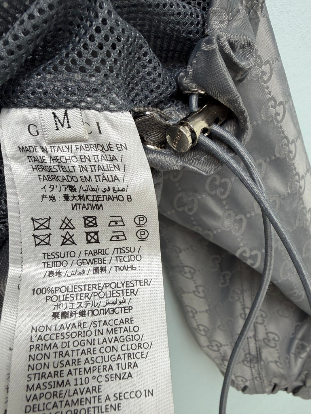 GG 26s Jacquard Short Windbreaker Jacket Grey Polyester 425201