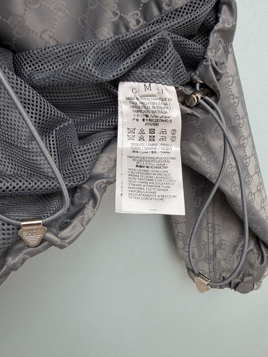 GG 26s Jacquard Short Windbreaker Jacket Grey Polyester 425201
