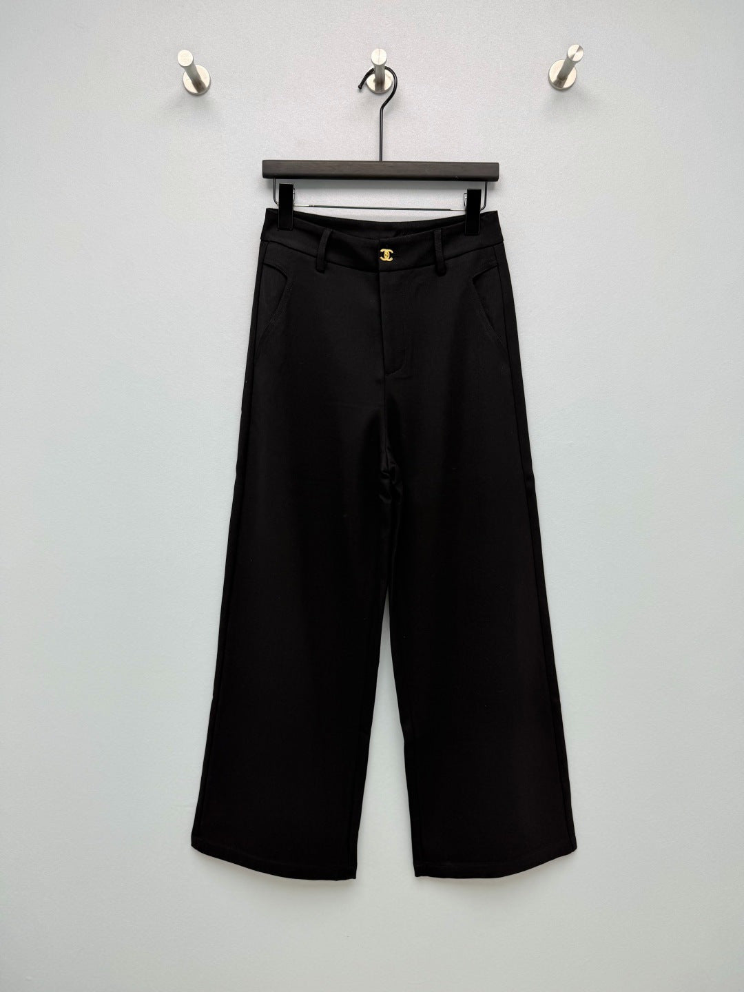 CC 26s High-Waisted Wide-Leg Pants Black Polyester 425194