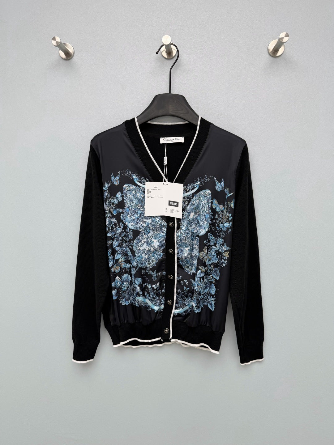CD 26s Butterfly Floral Patchwork Cardigan Blue Black Polyester 425175