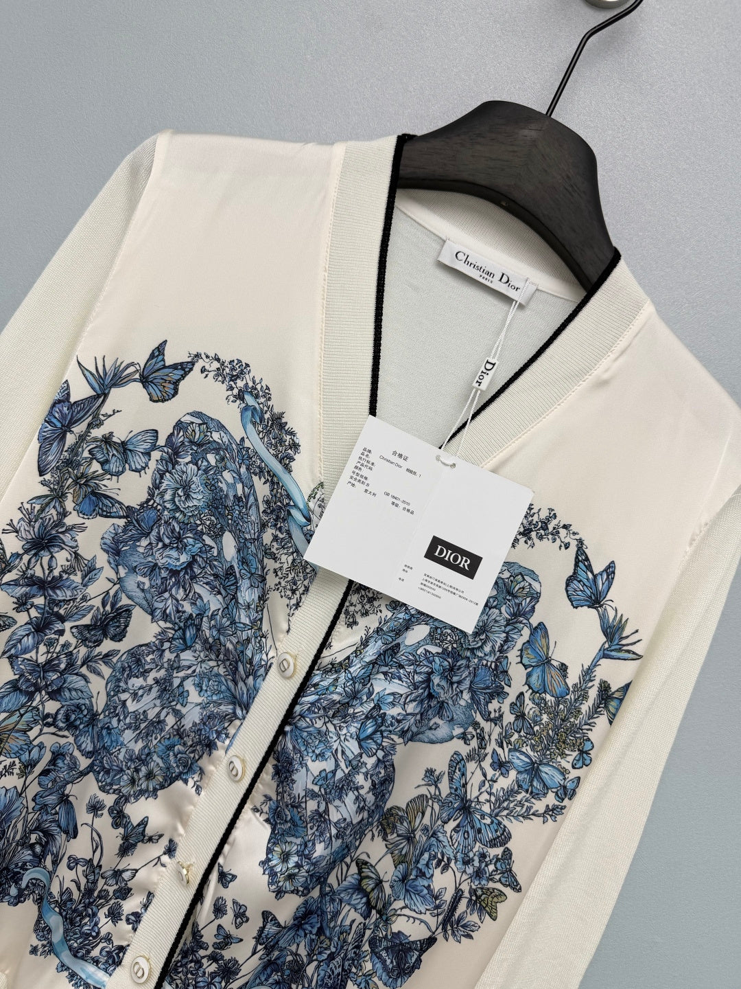 CD 26s Butterfly Floral Patchwork Cardigan Blue Cream Polyester 425176