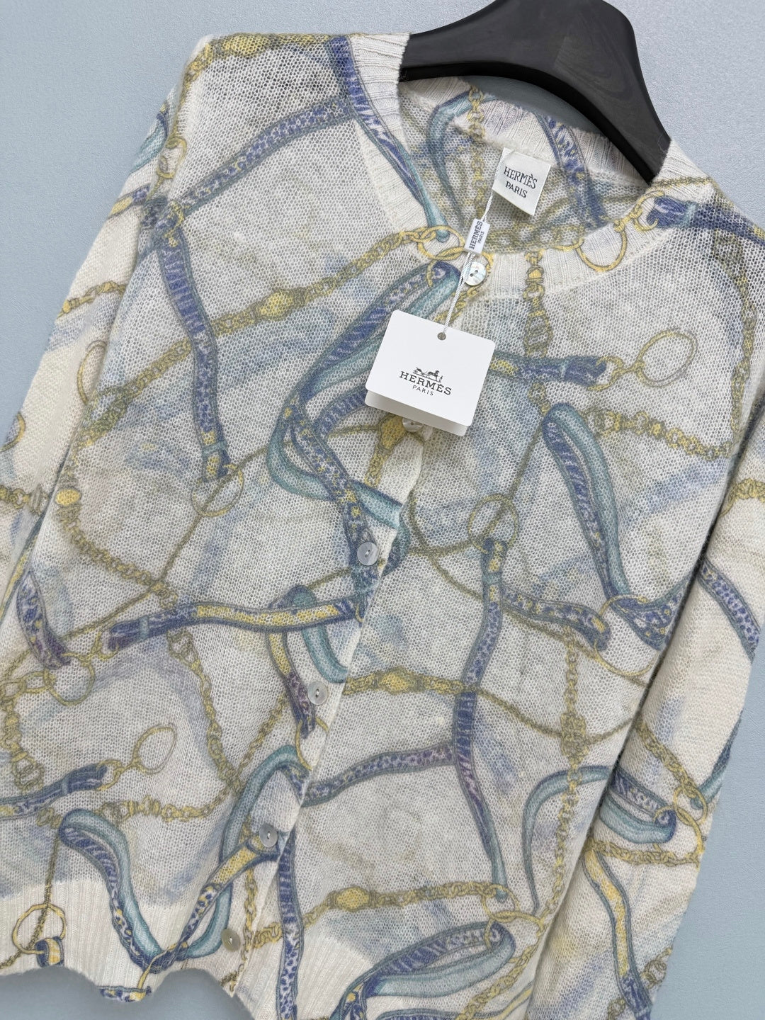 HM 26s Equestrian-Style Thin Knit Cardigan Wool 425166
