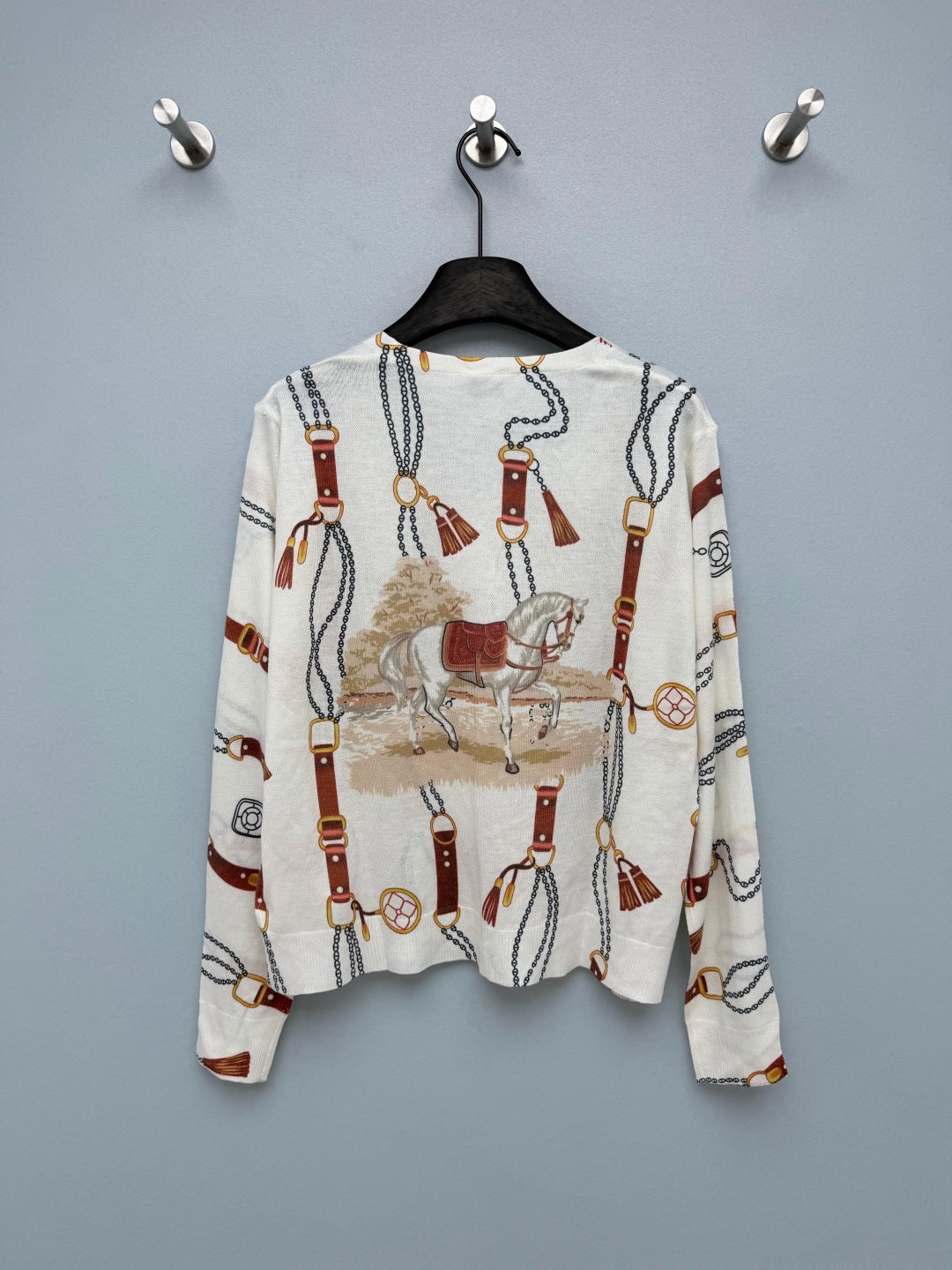 HM 26s Equestrian-Style Thin Knit Cardigan Wool 425162