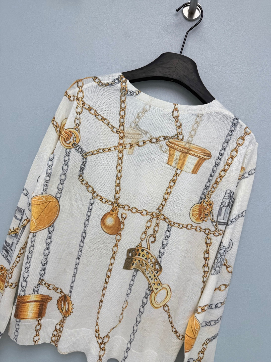 HM 26s Equestrian-Style Thin Knit Cardigan Wool 425156