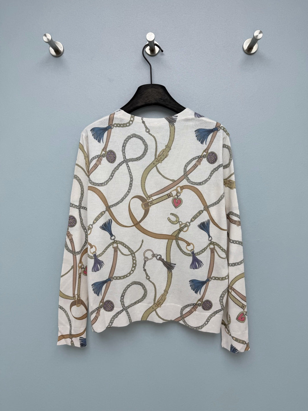 HM 26s Equestrian-Style Thin Knit Cardigan Wool 425149