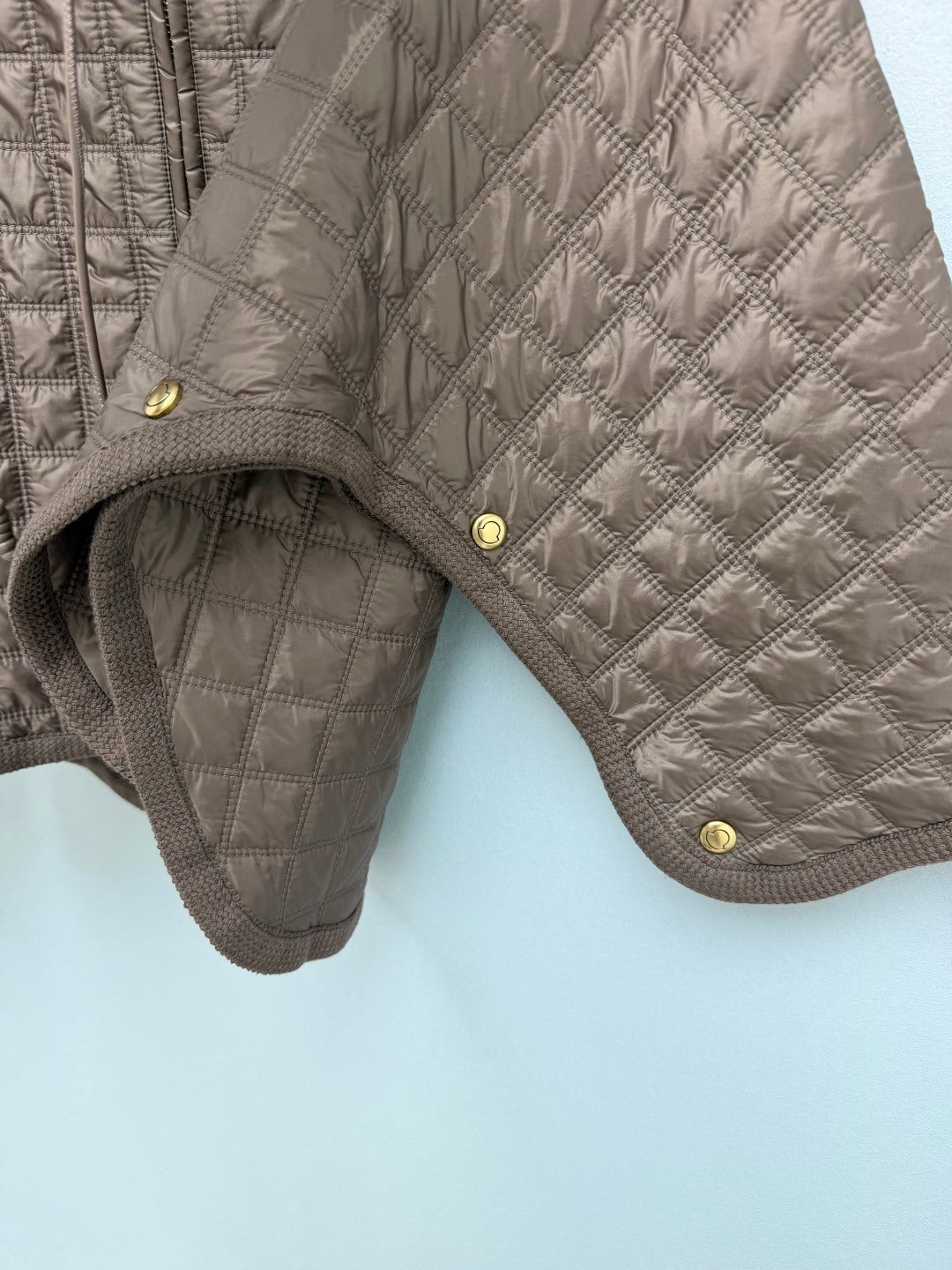 Moncler 26s Padded Coat with Classic Check Quilting Taupe 425138