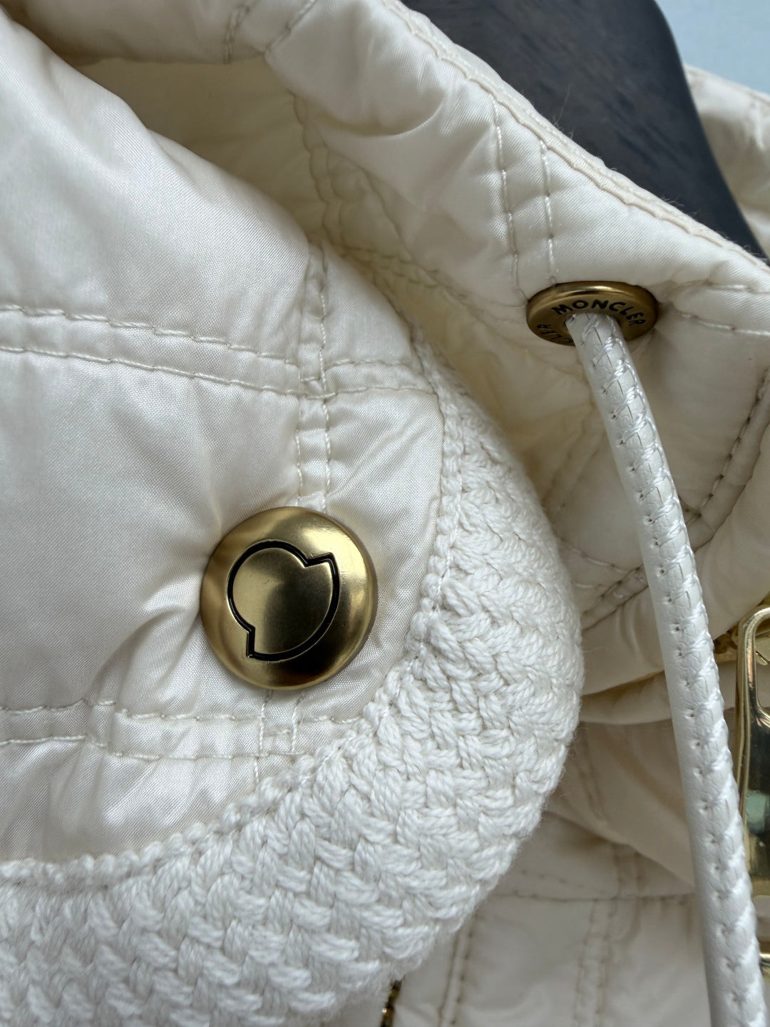 Moncler 26s Padded Coat with Classic Check Quilting Cream 425140