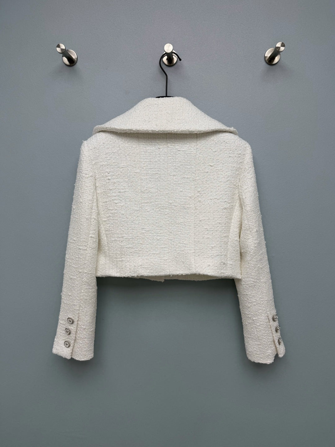 CC 26s Short Jacket with Pink Beads White Tweed 425106