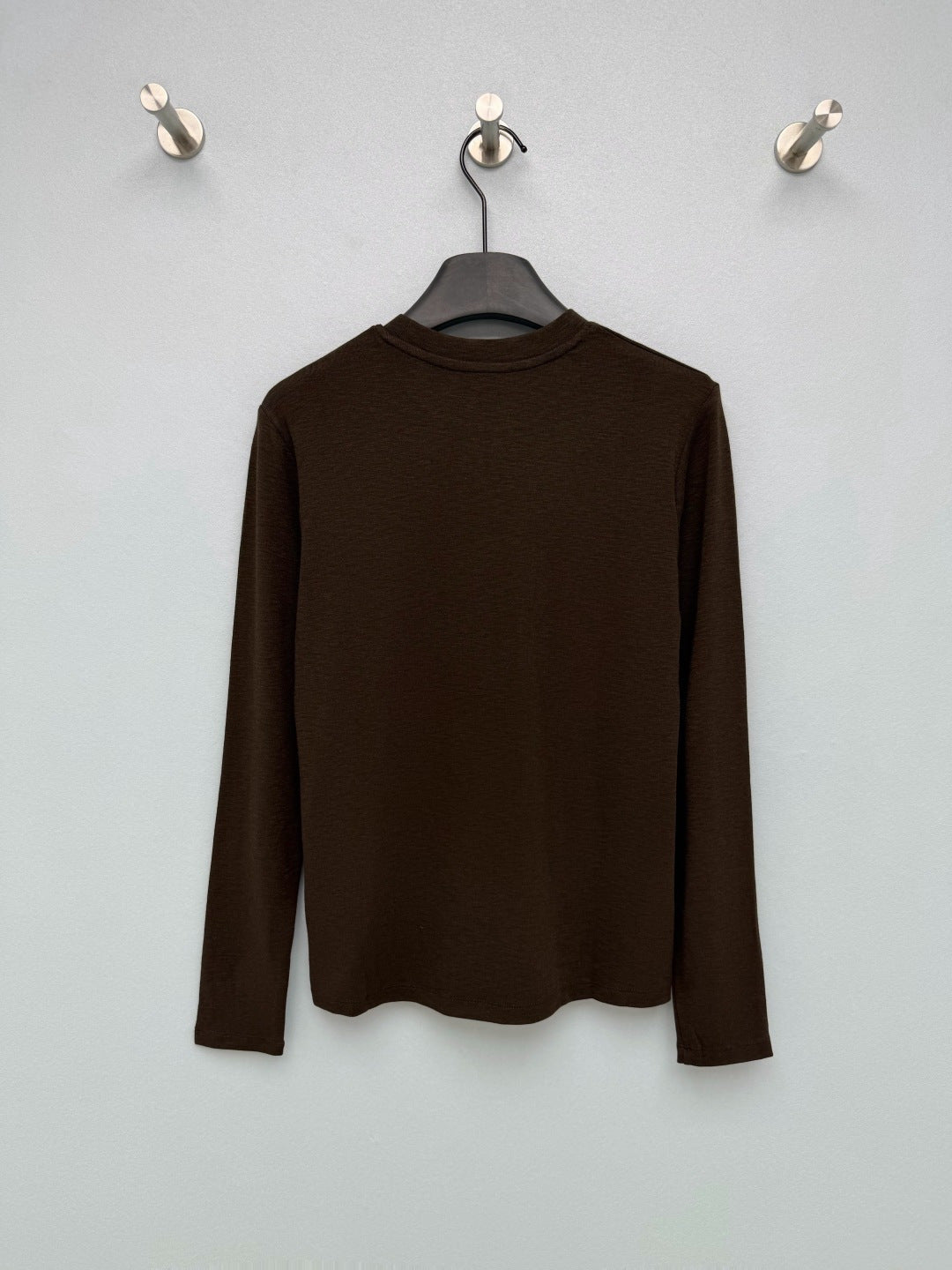 Chanel 26s Long Sleeve Top Brown Knit 436016
