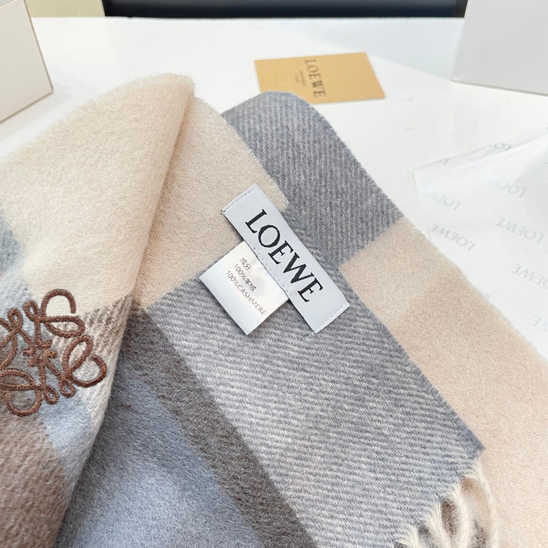 Loewe Scarf 180CM Light Brown Gray Cashmere 969303