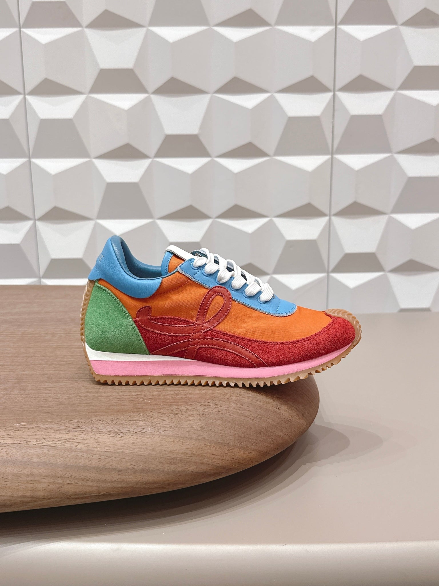 Loewe 26s Flow Runner Sneaker In Multicolor Suede And Calfskin