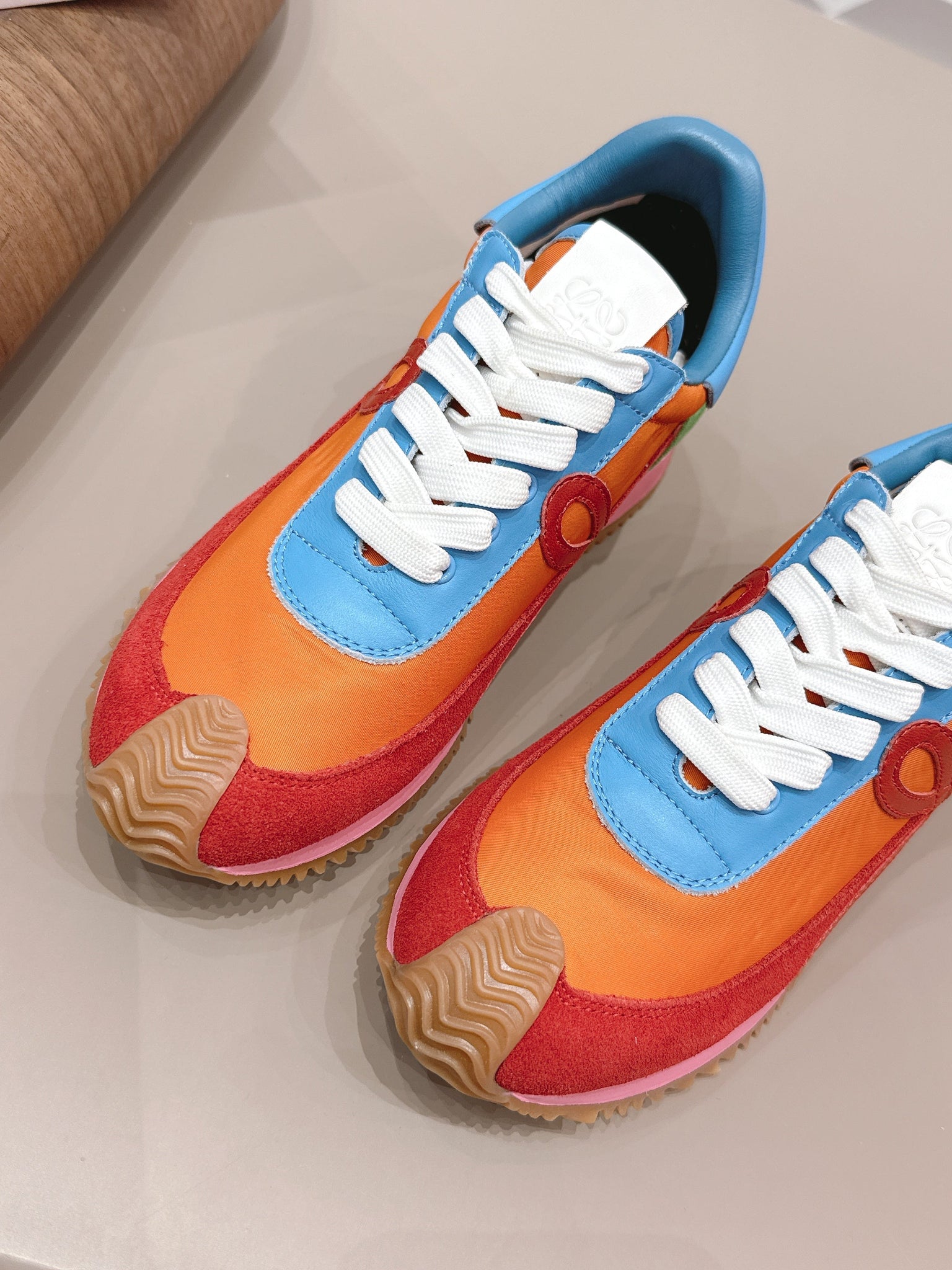 Loewe 26s Flow Runner Sneaker In Multicolor Suede And Calfskin