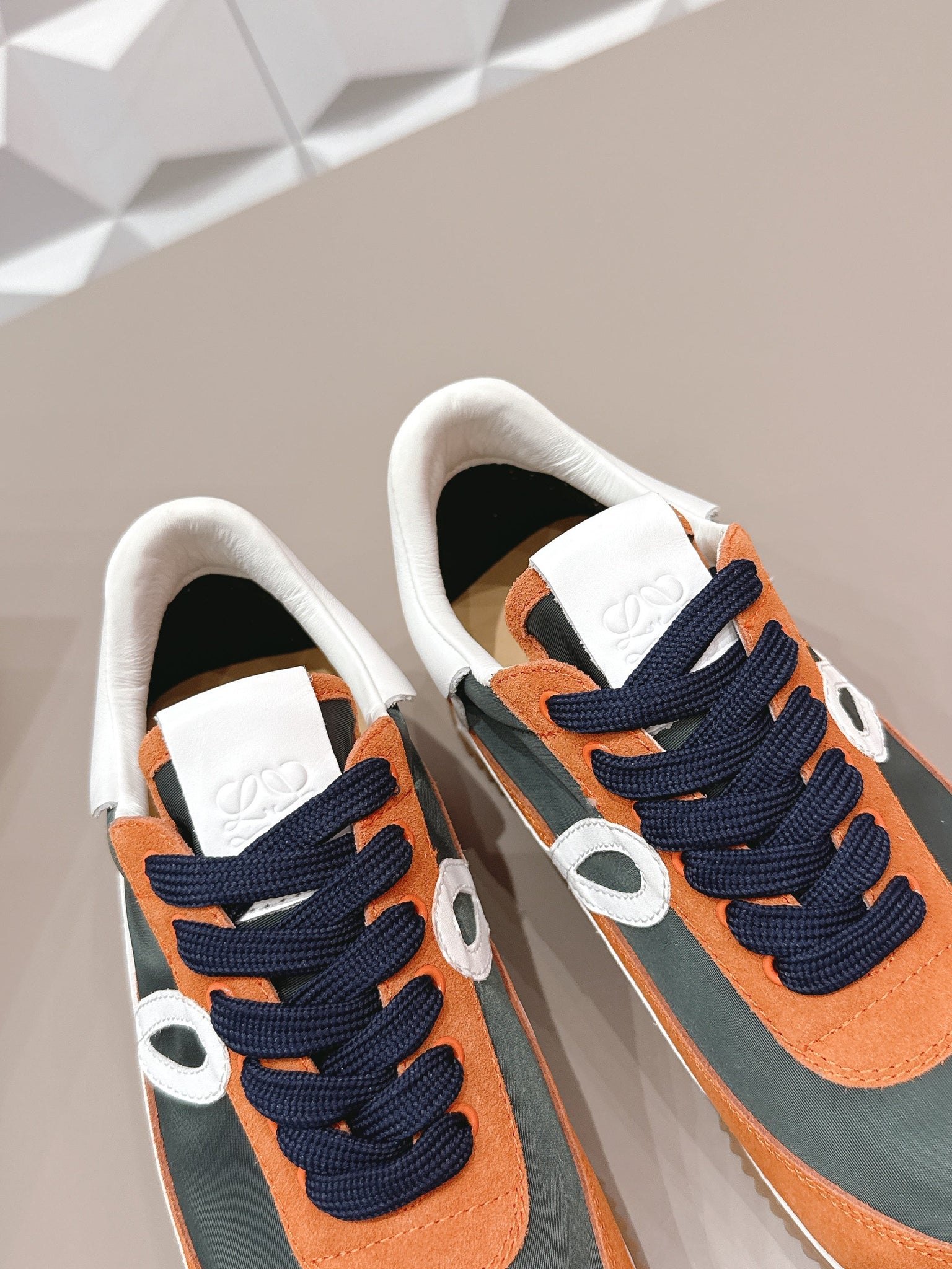 Loewe 26s Flow Runner Sneaker In Rust Brown Suede And White Calfskin