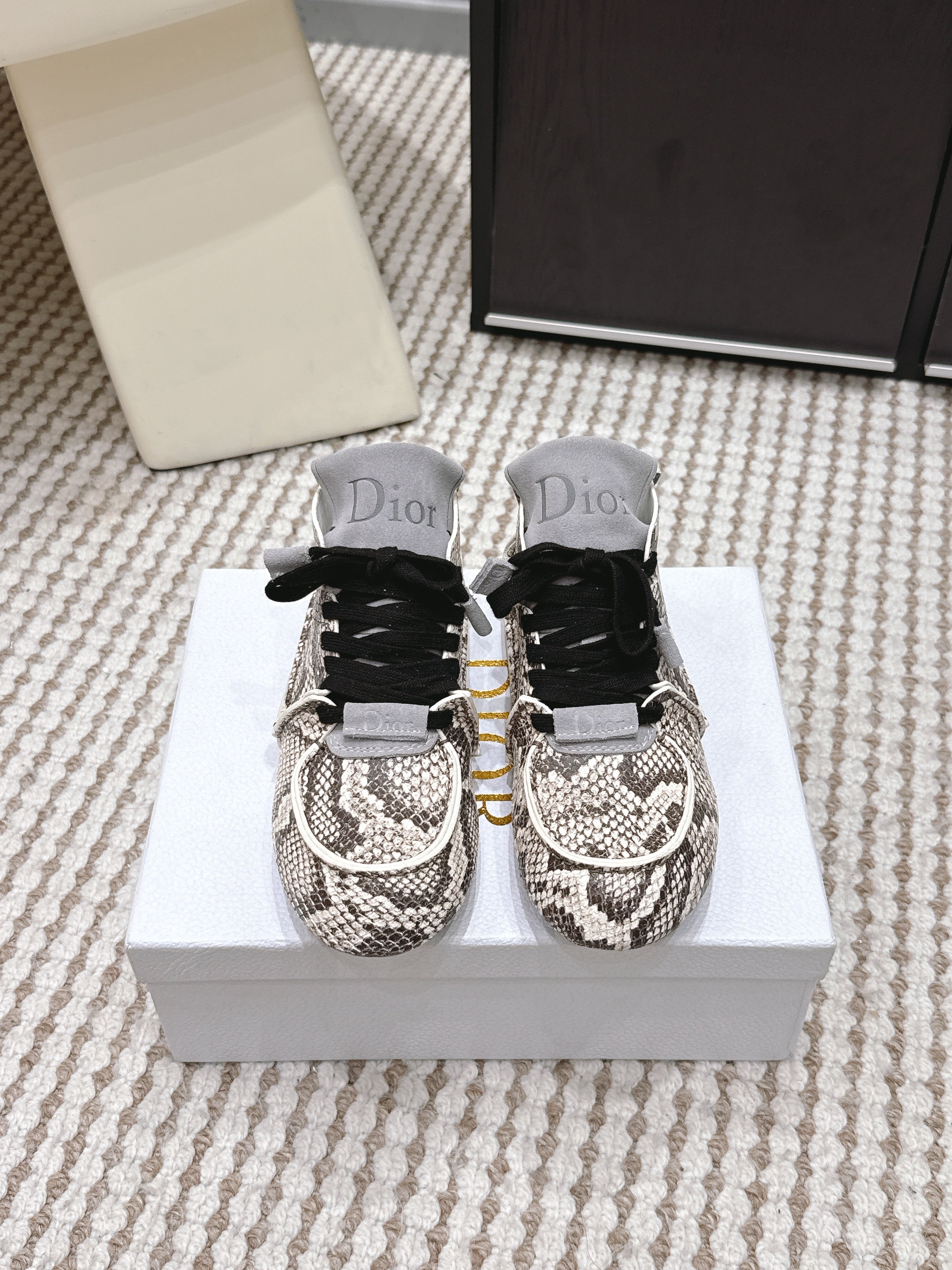 Dior Roadie Sneaker Black Light Grey Python Leather 661982