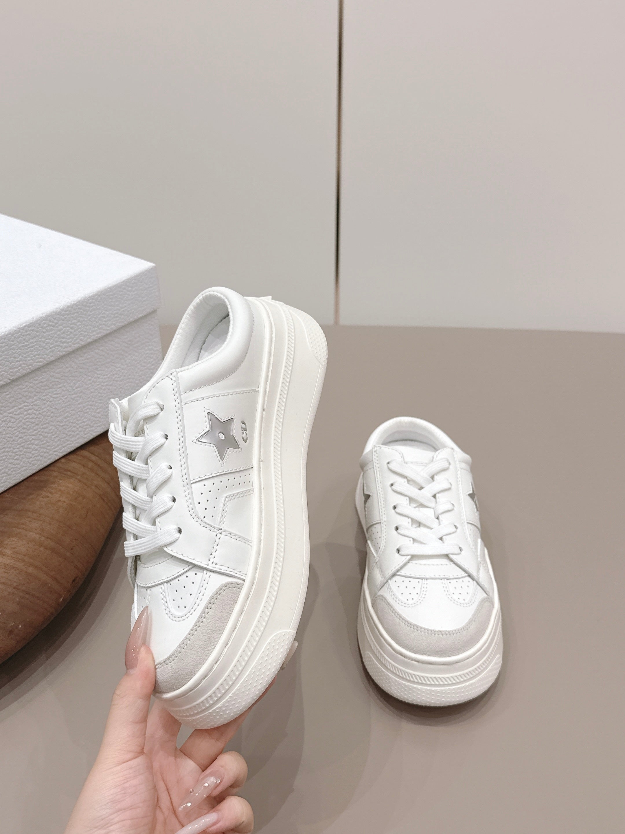 CD Dior Sliver Star Mule White Suede Leather 739310