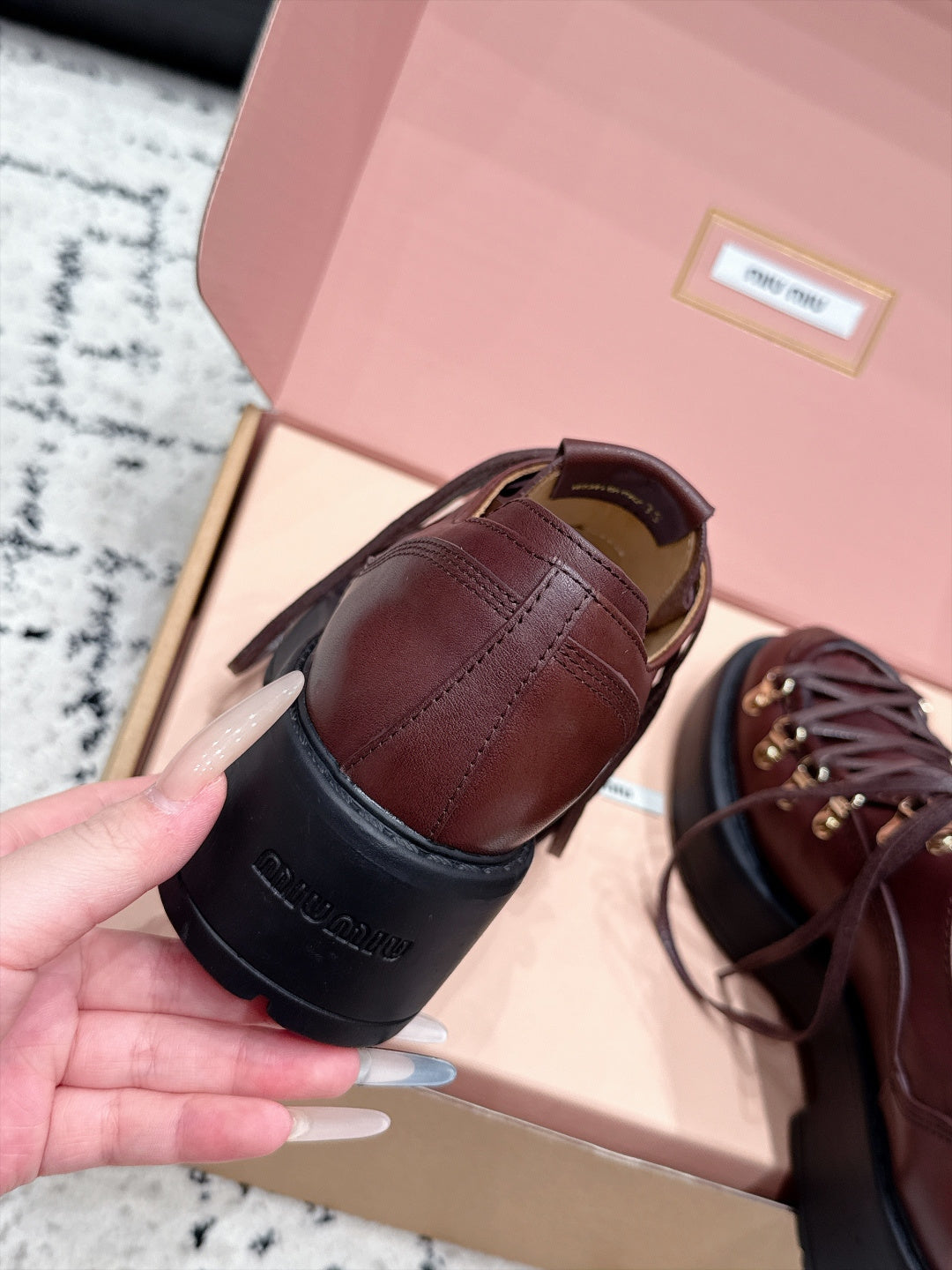 Miu Miu 26s Lace-up Loafers Caffe Leather 144419