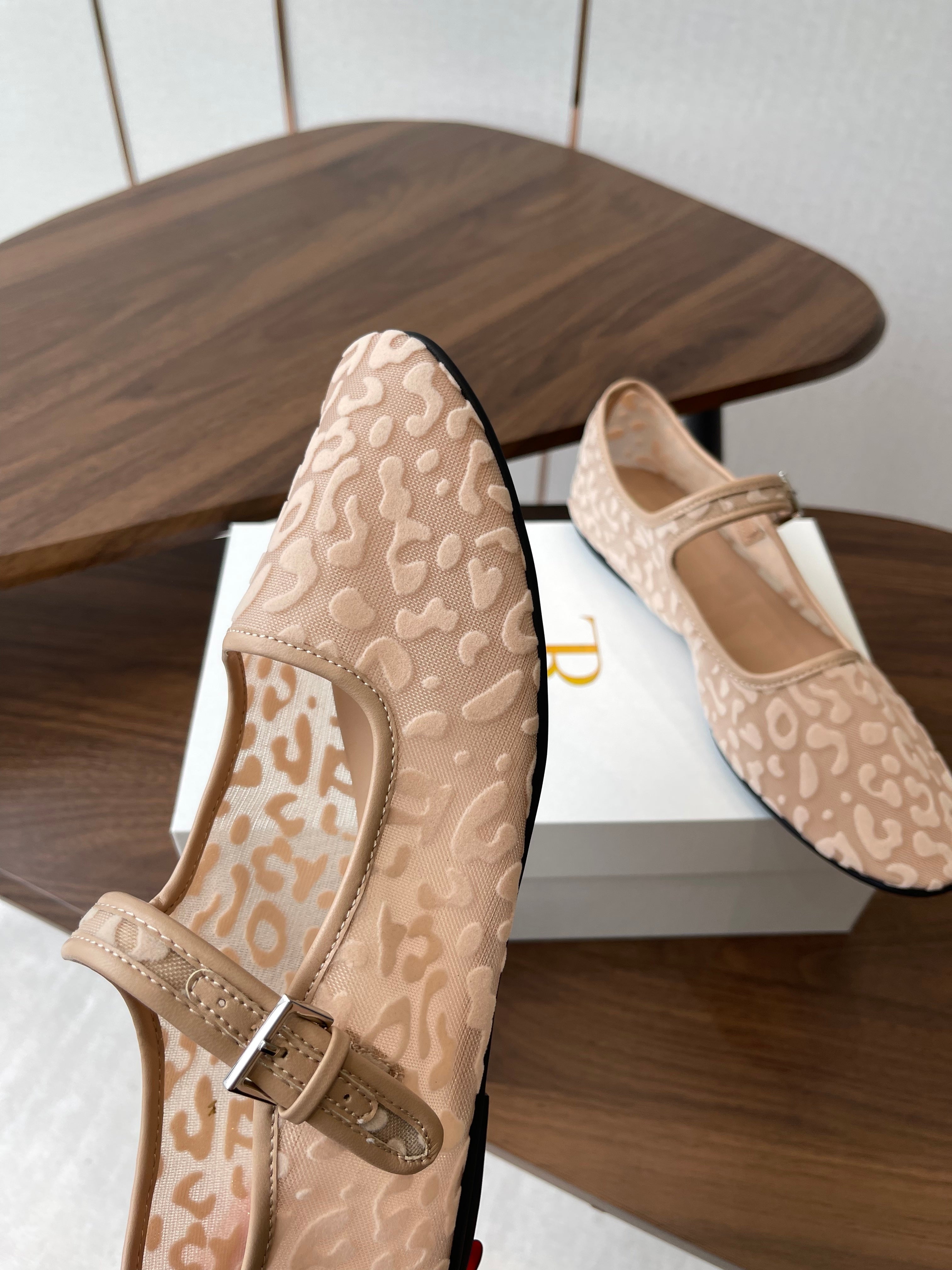 The Row  Mary Jane Nude Beige Mesh And Sheepskin 330803