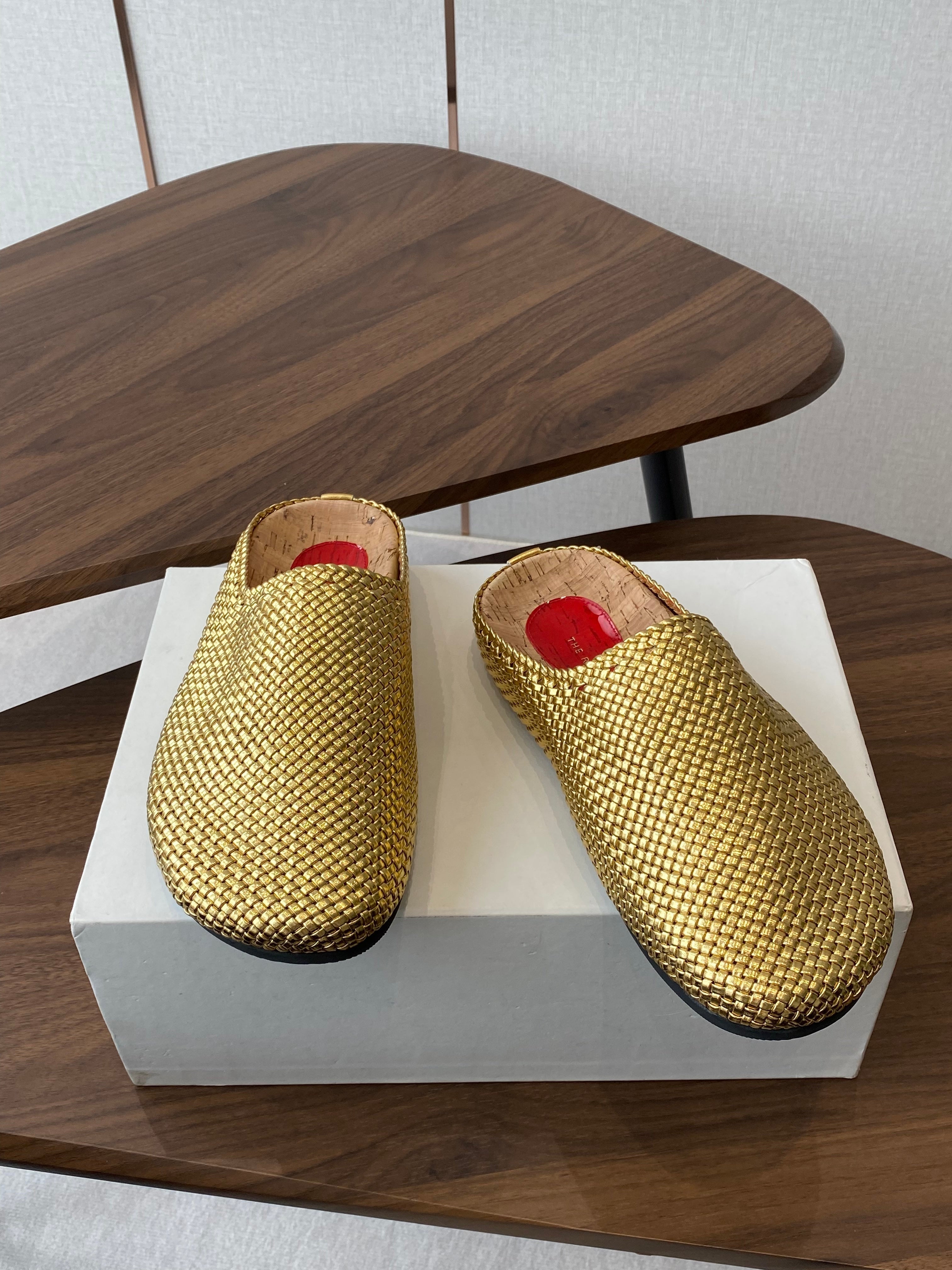 The Row Slip-on Mule Metallic Gold Woven Cowhide 334526